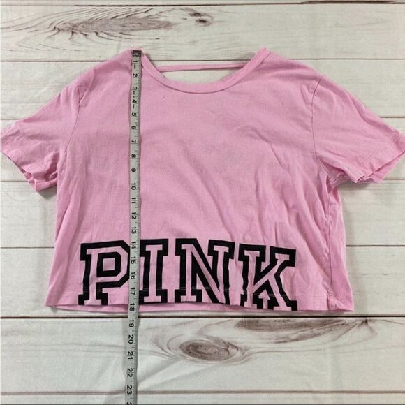 Pink Victoria's Secret Pink Short Sleeve Ladder Back Tee Crop Top Size S - Picture 9 of 9